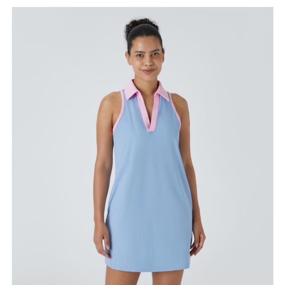 HALARA Blue and Pink mini golf dress